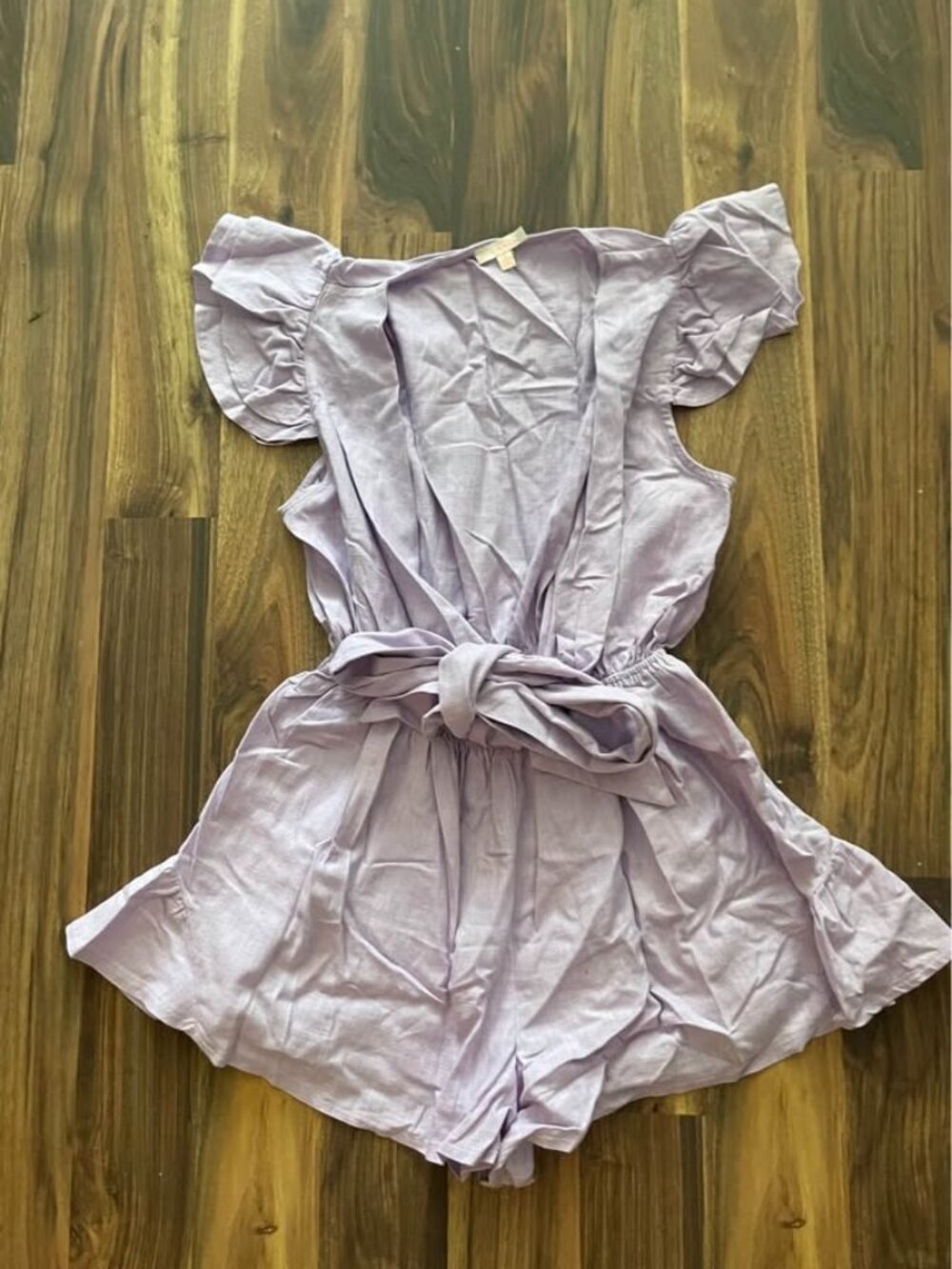 Light purple linen-blend romper beach cover up size Medium